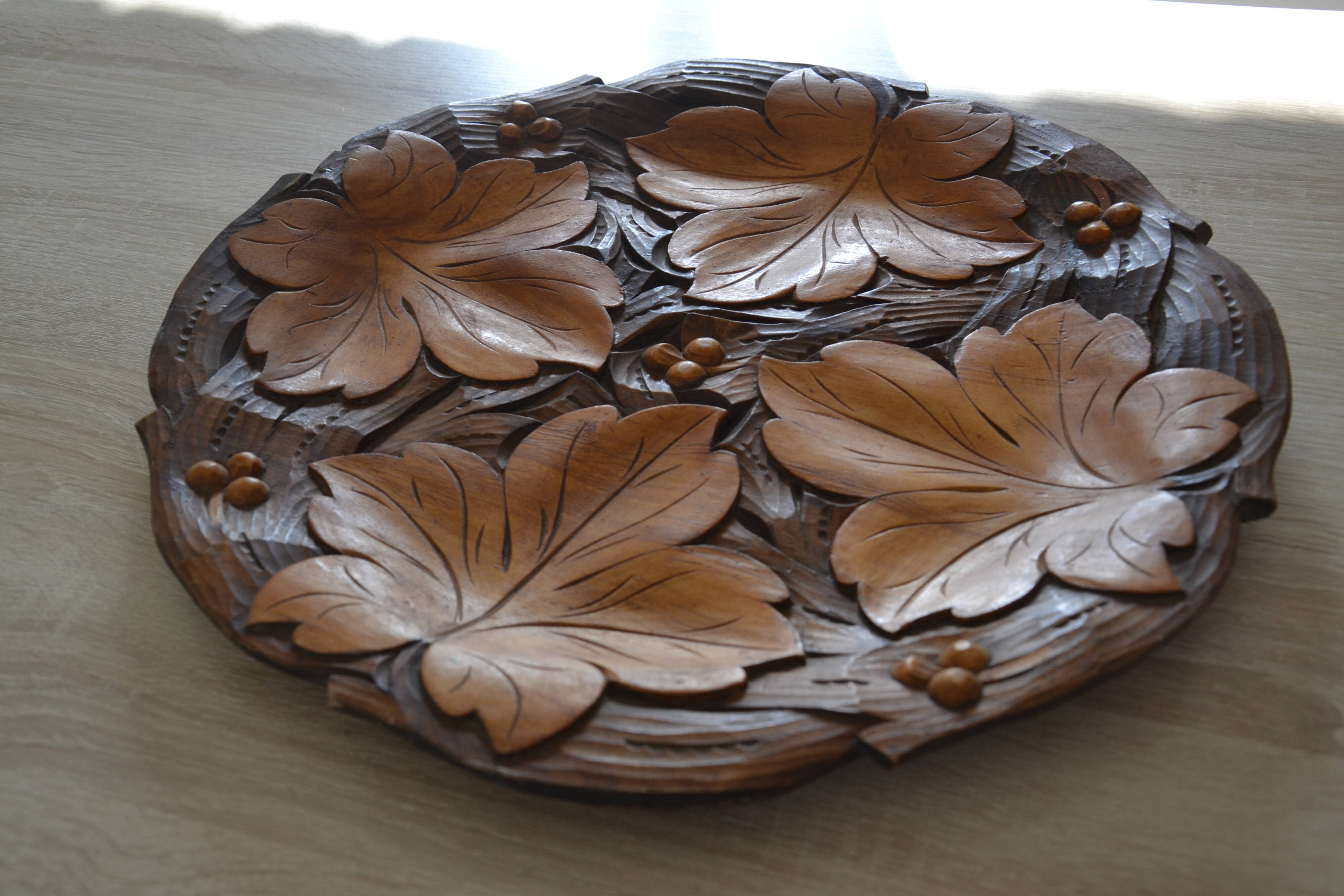Carved wooden platter/plate from the 1950s.