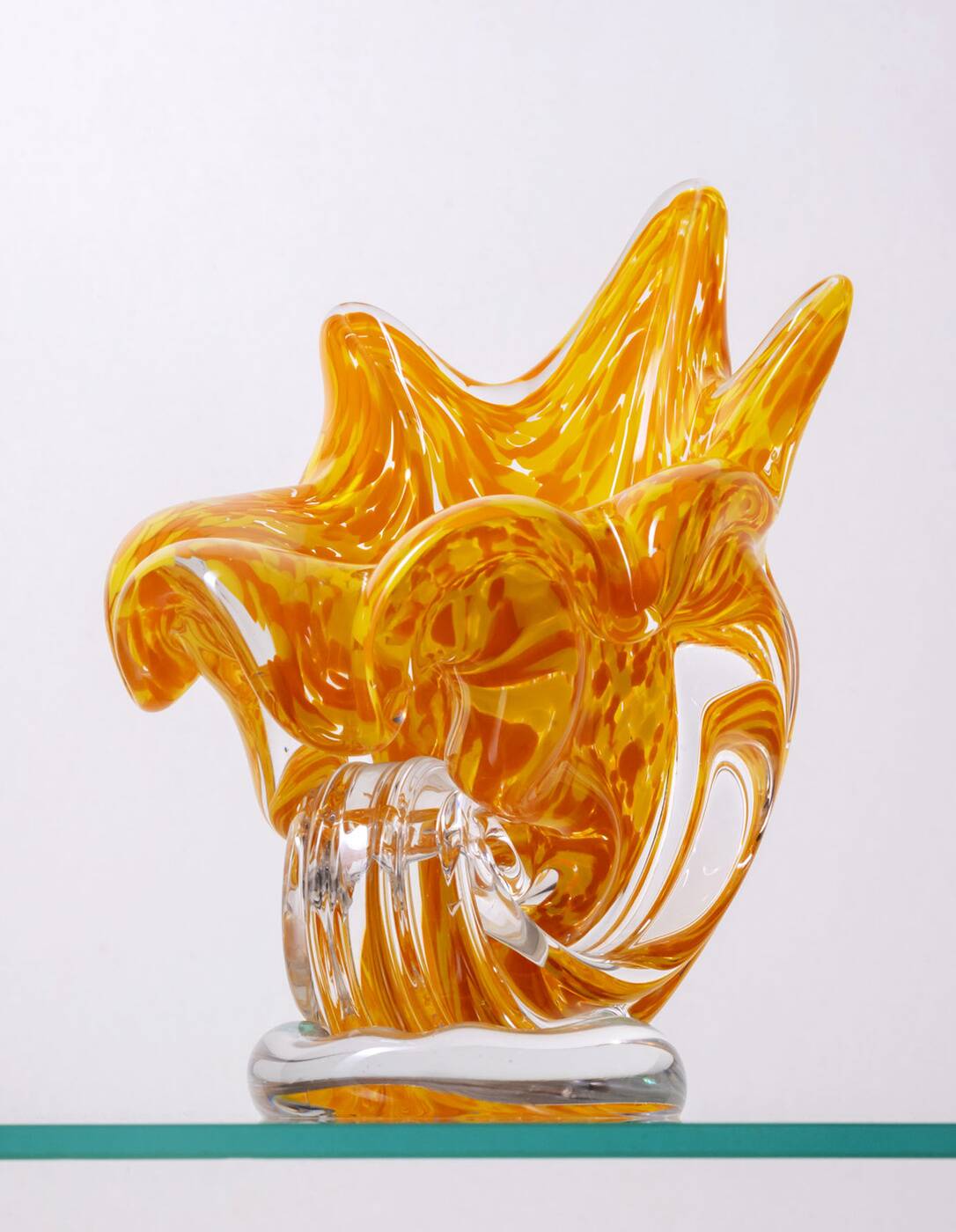 Hand-Shaped Orange Glass Vase, 1970s