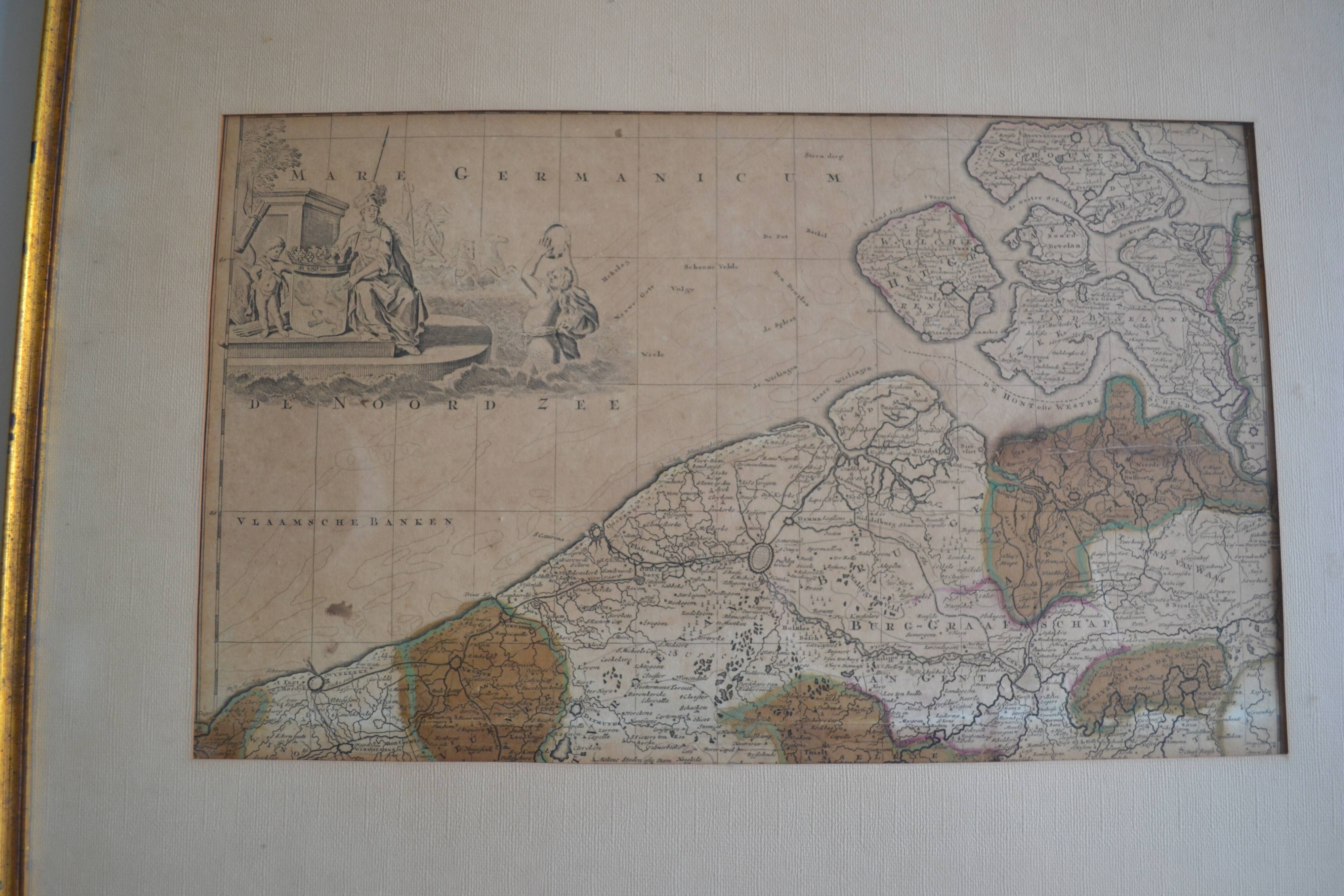 Map of the County of Flanders Belgium by Peter Schenck (1660 1718)