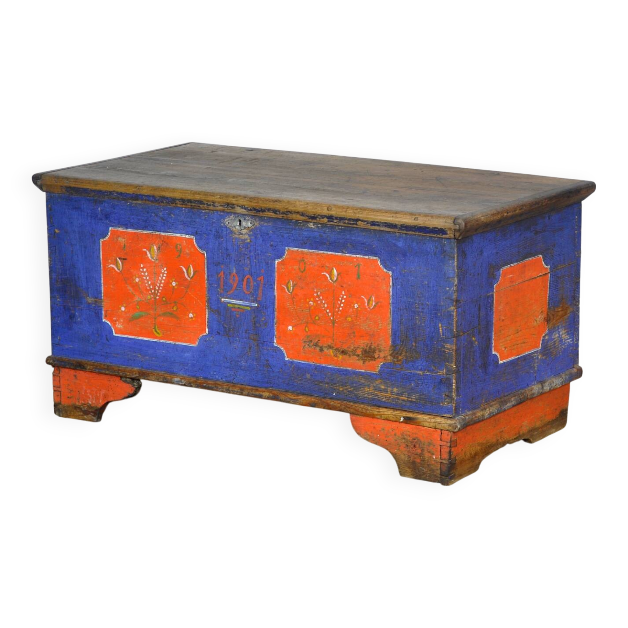 Folk art wedding ches, dated 1901