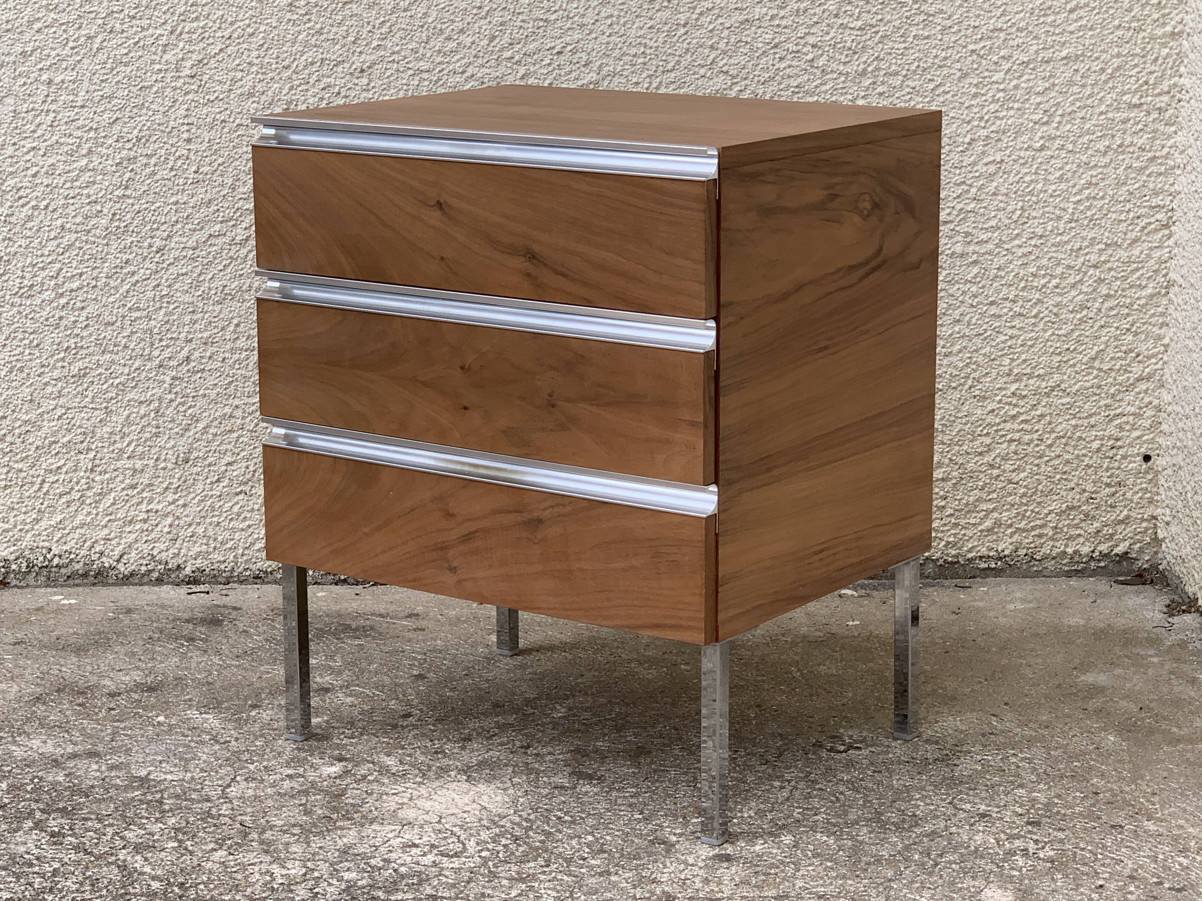 Vintage rosewood chest of drawers aluminum and chrome 1960