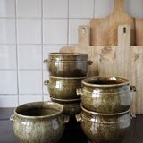 6 green ceramic cassolettes