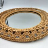 Miroir ovale en rotin