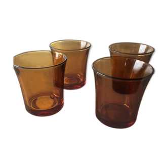 Set of 4 duralex glass amber glasses