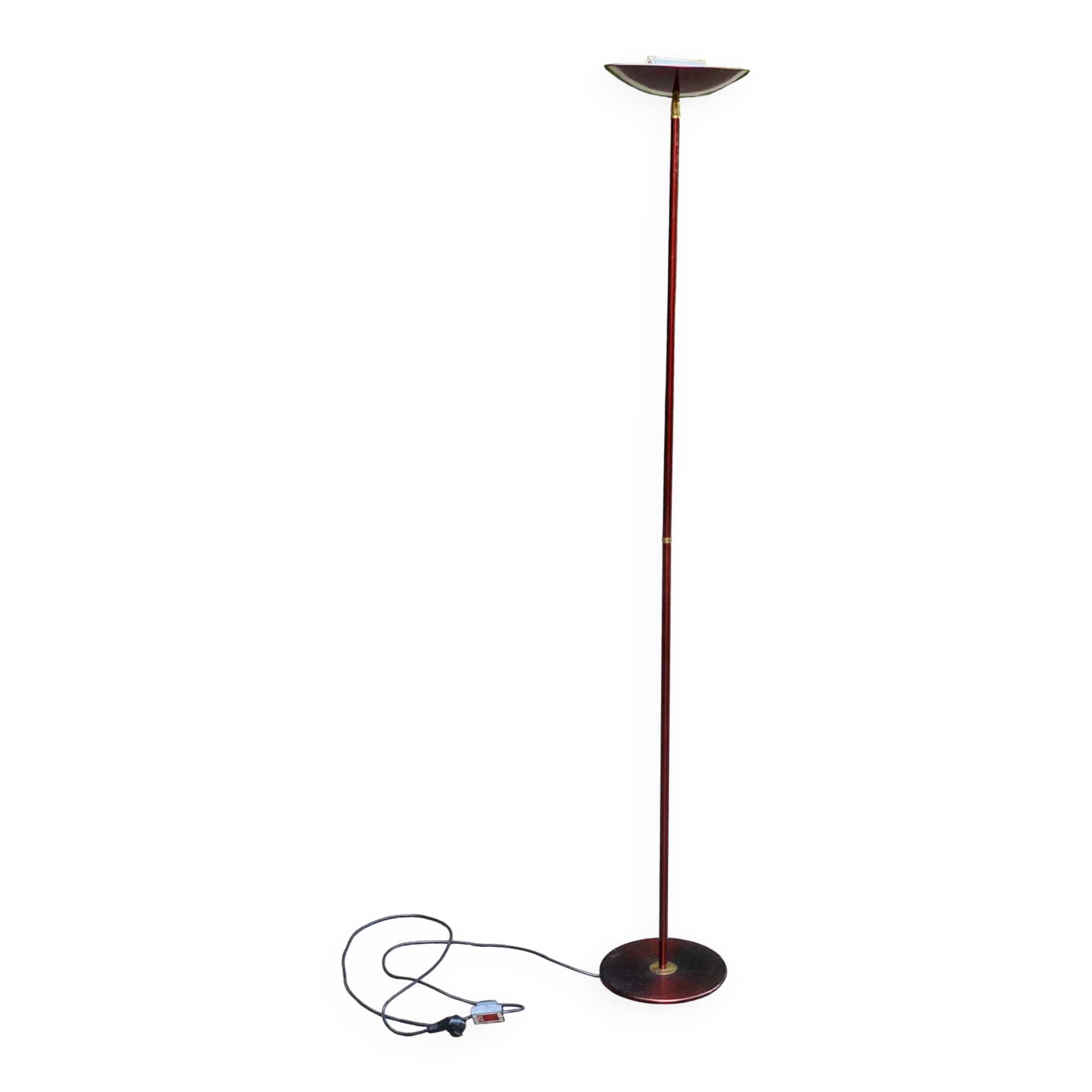 Lampadaire art déco bordeaux coupole dorée