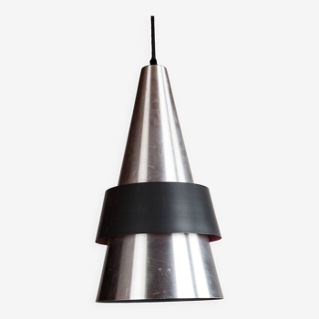 Large Danish Aluminum pendant light, Corona model by Jo Hammerborg for Fog & Mørup 1960.