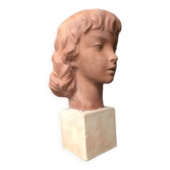 Bust of a young girl by Guéro in terracotta c 1935