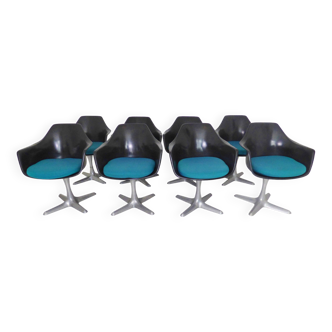 Set Of 8 Vintage Model 103 Star Collection Tulip Dining Chairs Designed By Maurice Burke For Arkana