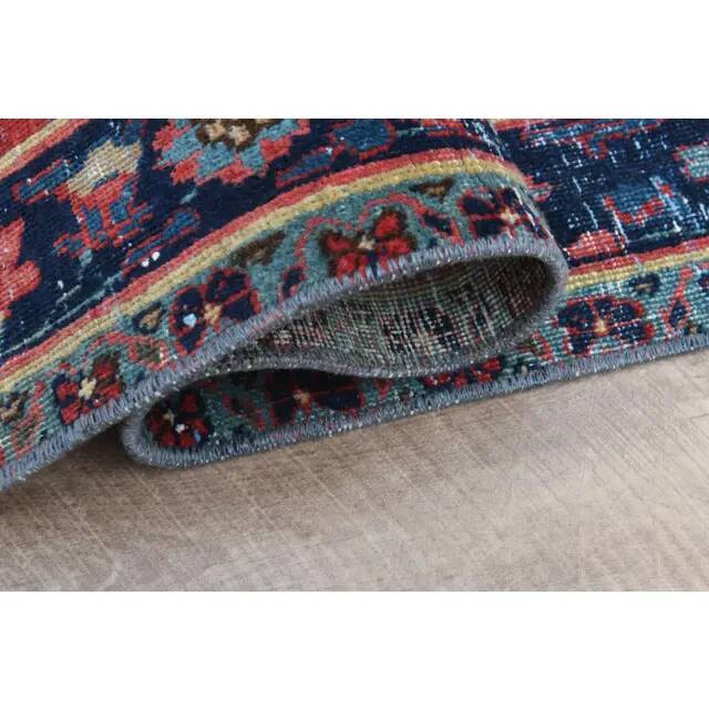 Tapis couloir fait main en laine et coton Oushak turc des années 1970, 44x251.