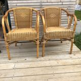 Pair of rattan armchairs