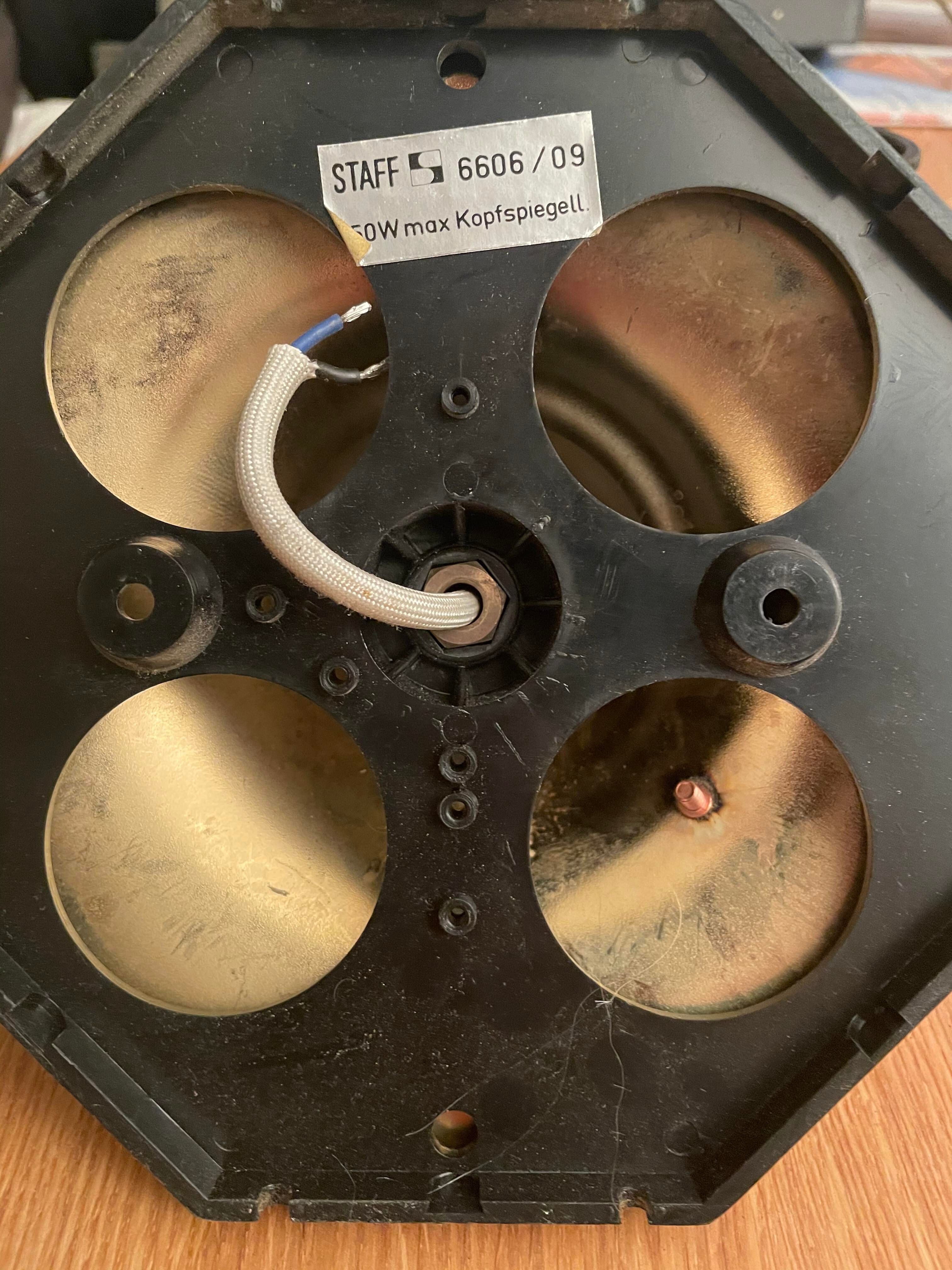 Suite of 4 vintage brass wall lamps, ceiling lights, by Motoko Ishii for Staff Leuchten 1970