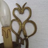 French Vintage Brass Hand Made Single Wall Light Scrolled Open Backplate