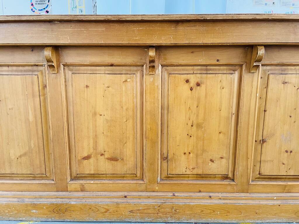 Old pitch pine counter