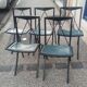 5 Bella folding chairs in steel and petrol blue leather by Maison Cattelan