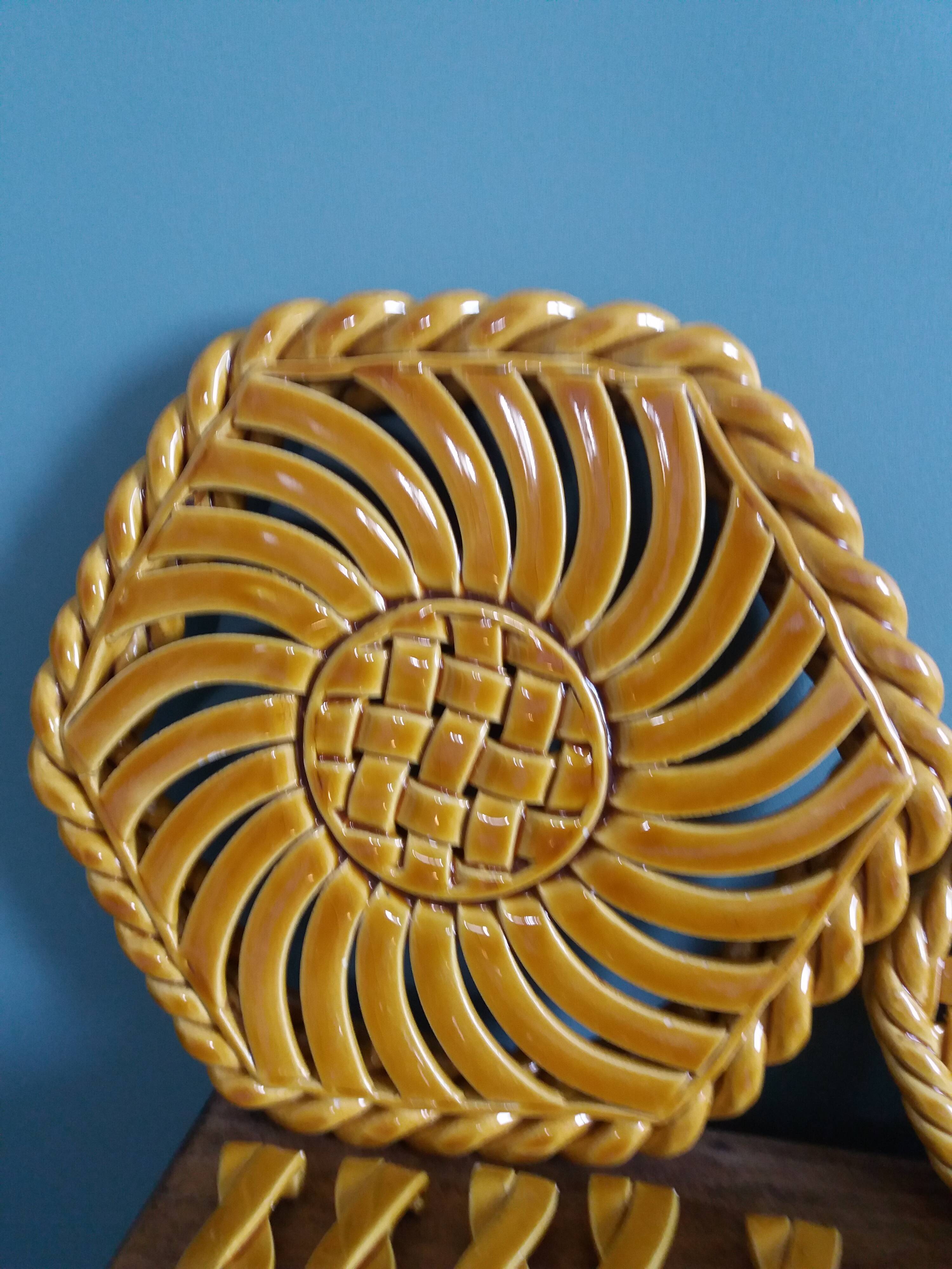 FPP Vallauris barbotine trivets, bottle coasters and knife holders