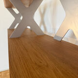 Designer shelf in solid oak and signed aluminium.