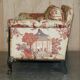 Antique Howard & Sons canapé, Aesthetic Movement, claw and ball feet, chinoiserie fabric.