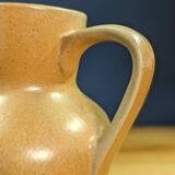 Jug and 5 cups in orange stoneware, very good condition, signed and numbered