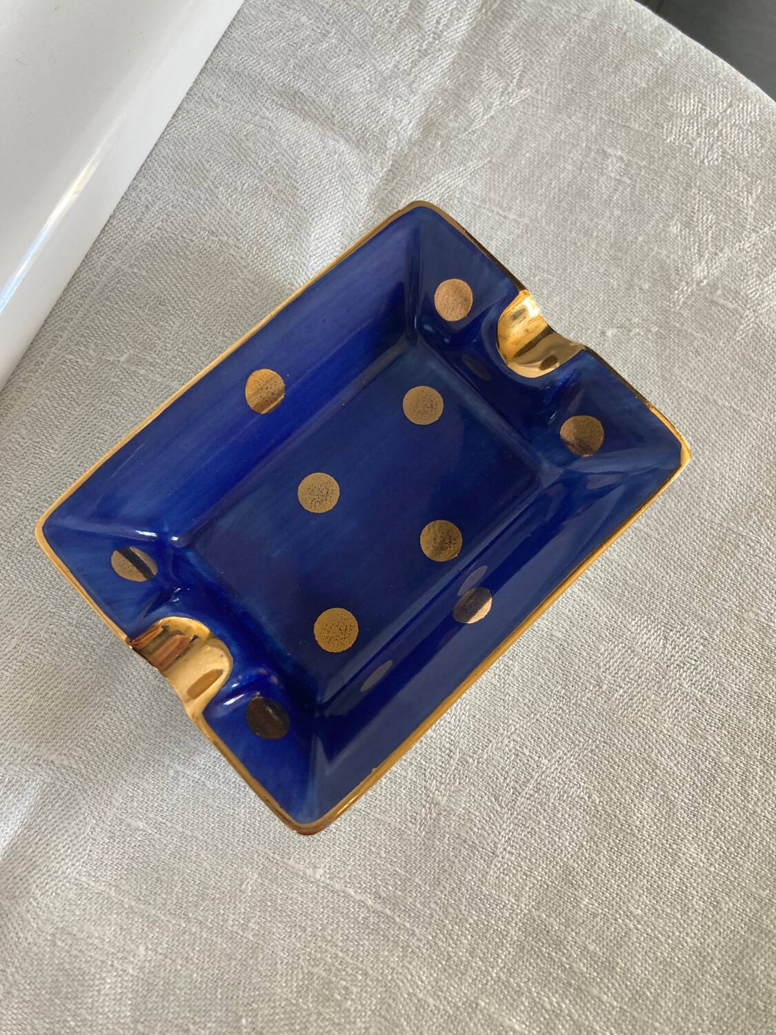 Hand-painted Limoges porcelain ashtray