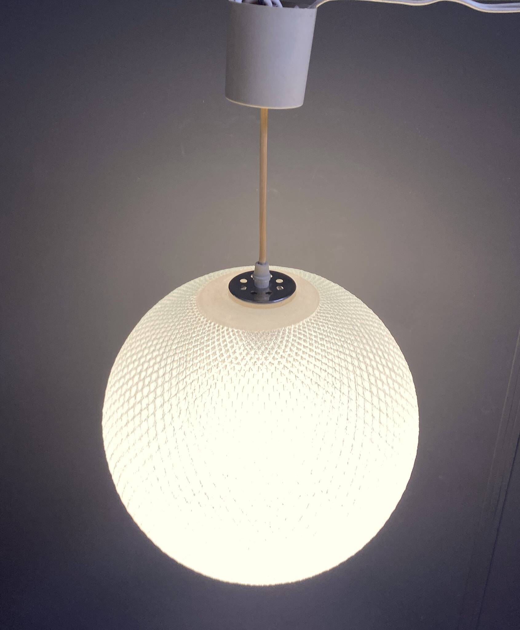 Glas hanging lamp pattern like a golfball 1970s