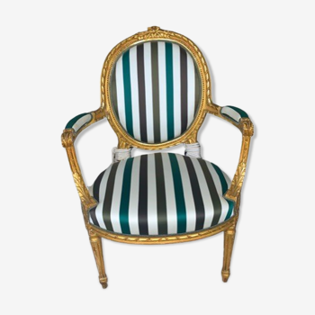 Pair of Louis XVI armchairs, Napoleon III era, restored and reupholstered with Duchess DEDAR