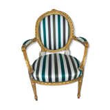 Pair of Louis XVI armchairs, Napoleon III era, restored and reupholstered with Duchess DEDAR