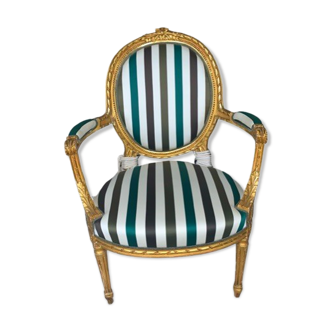 Pair of Louis XVI armchairs, Napoleon III era, restored and reupholstered with Duchess DEDAR