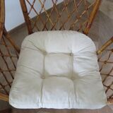 Vintage - lot de 2 fauteuils en bambou et rotin tressé avec coussins- couleur naturel - Années 80