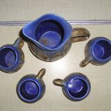 Service of 4 mugs and a carafe in flamed stoneware signed G Méténier