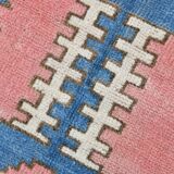 5x6 Blue & Pink Vintage Rug, Handmade Wool Turkish Rug, 141x184Cm