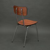 6 caramel-colored formica chairs, vintage wood, 50s