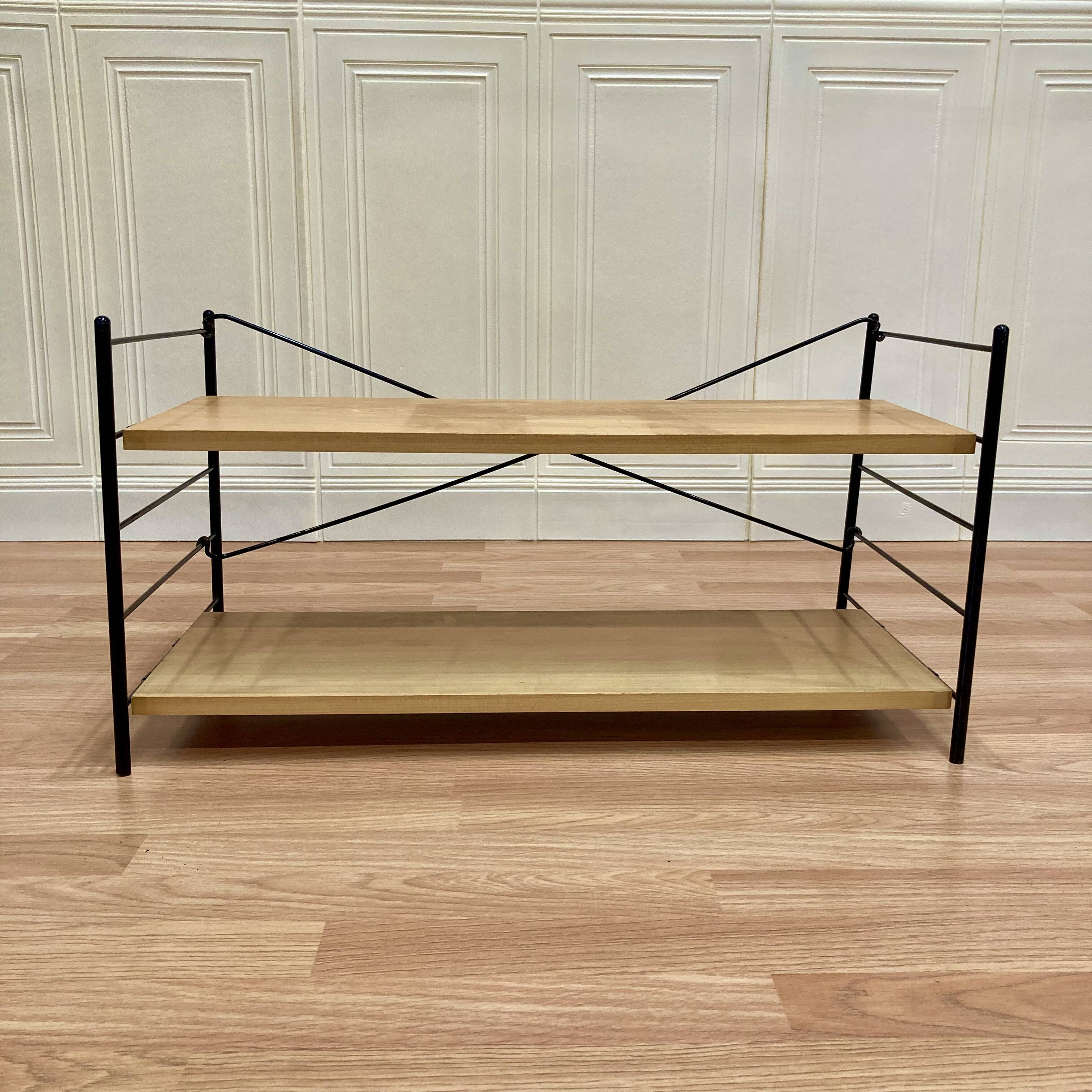 Étagère modulable métal et bois design scandinave 1960.