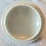 Blue and white ceramic coffee service with flowers.