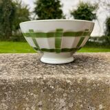 Old large Digoin Sarreguemines earthenware bowl, bamboo model