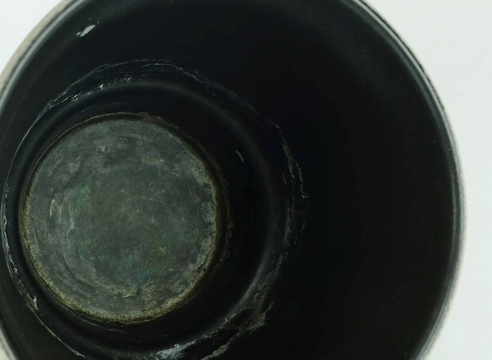 Mid century flowerpot planter u-keramik stripe pattern shades of gray and black 50s 60s