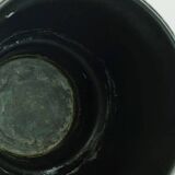 Mid century flowerpot planter u-keramik stripe pattern shades of gray and black 50s 60s