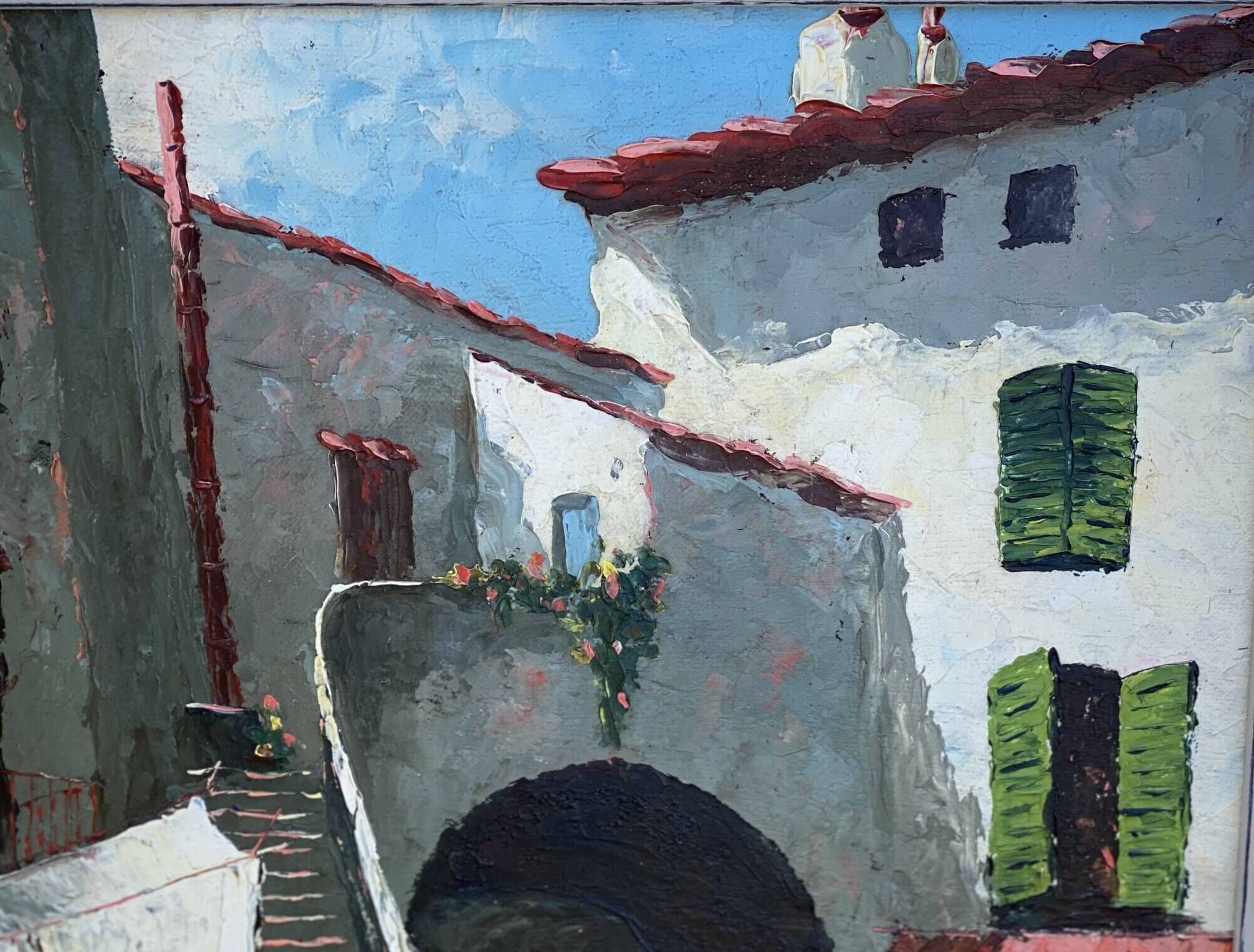 Painting by charles cermak village scene in provence (st tropez)