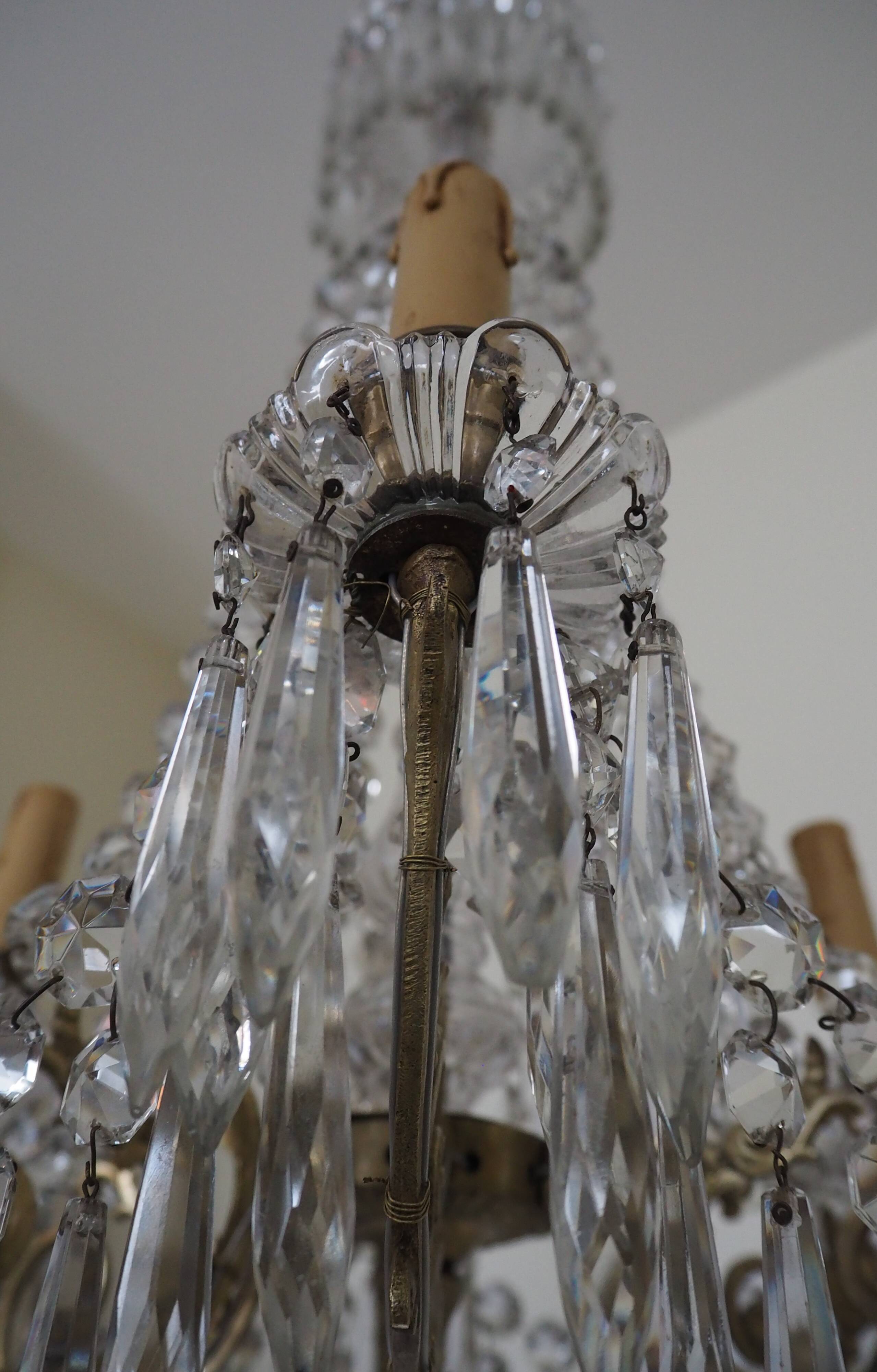 Napoleon III chandelier with crystal pendants, signed Portieux 19th century