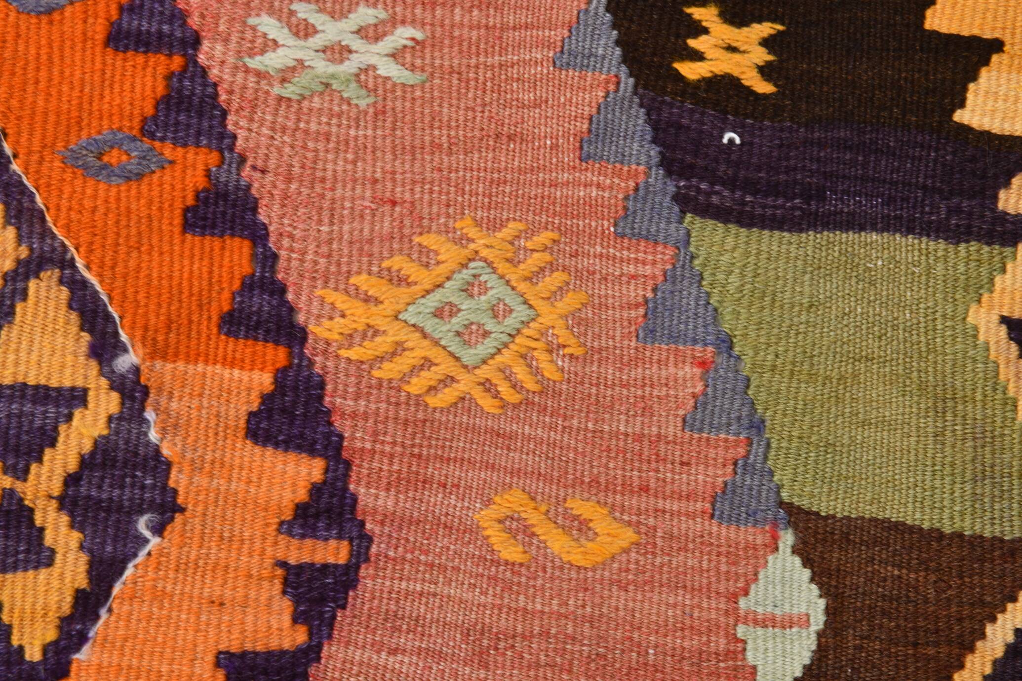 Red & Green Wide Turkish Runner Rug, 163x169cm