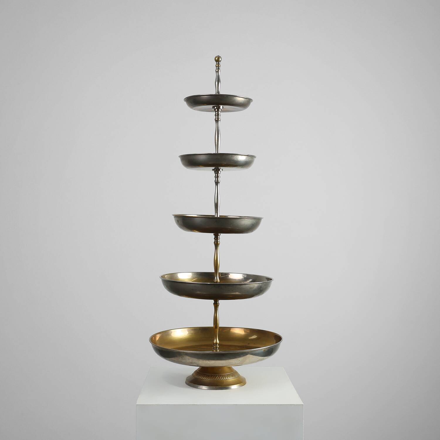 Large 19th‑Century Silvered Étagère or Serving Stand, France