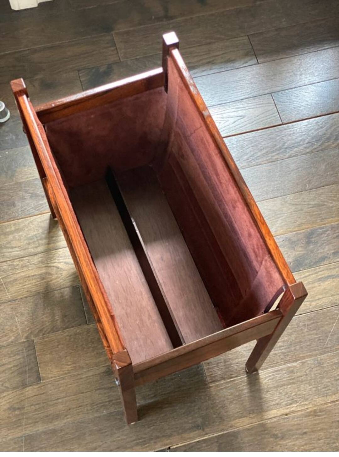 Scandinavian magazine rack/vinyl rack in Rio rosewood and leather by Torbjørn Afdal