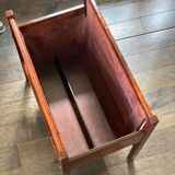 Scandinavian magazine rack/vinyl rack in Rio rosewood and leather by Torbjørn Afdal