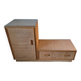 Commode en rotin Vintage 1960/70.