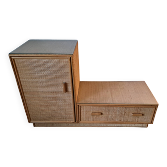 Commode en rotin Vintage 1960/70.