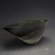 Antonio Lampecco shuttle vase, glazed grey-green ceramic, signed.