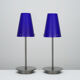 Pair of postmodern lamps in glass and metal circa 1980