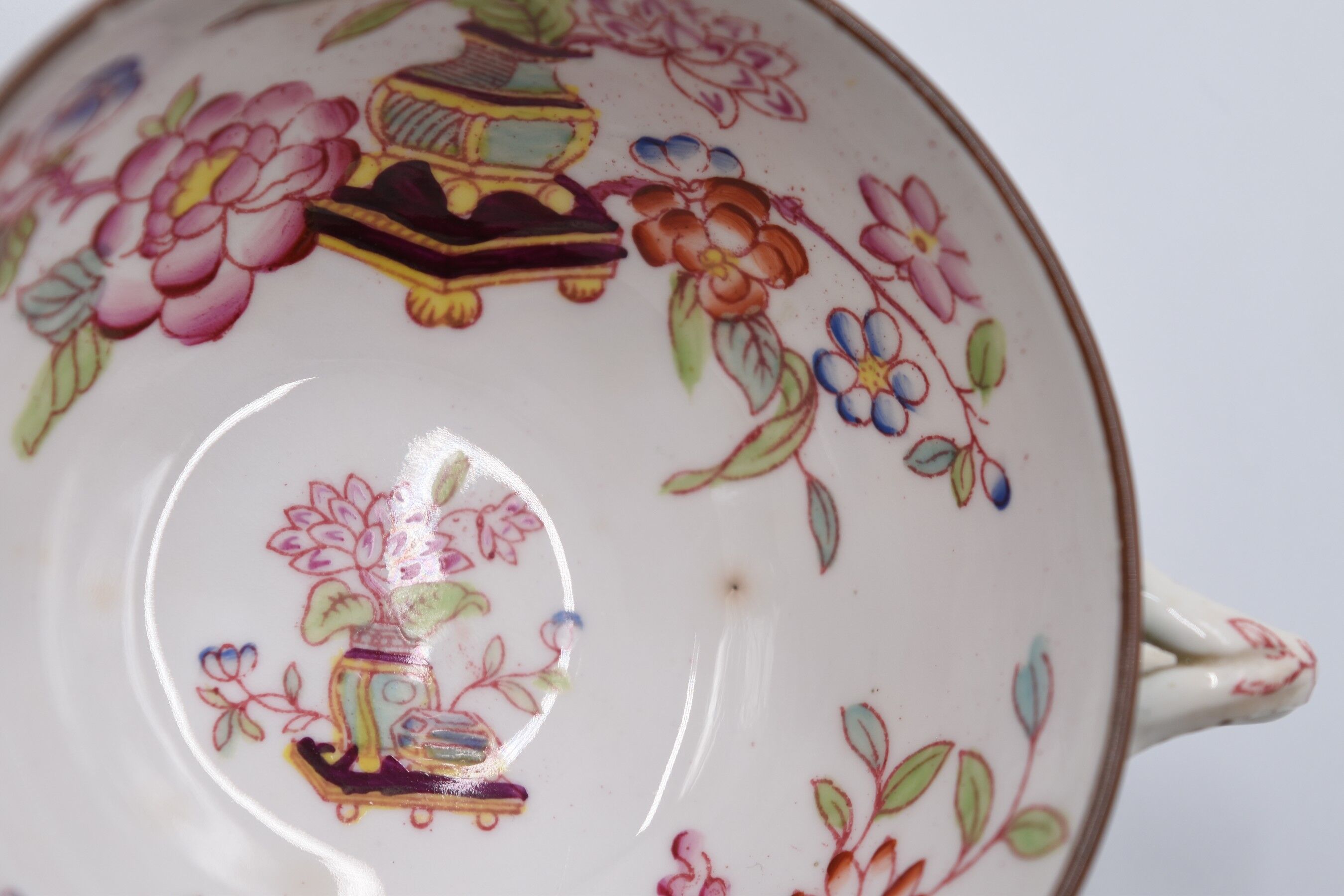 Cup and under cup Sarreguemines décor Minton n°248