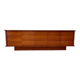 Enfilade by Robert DEBIEVE in mahogany veneer and brass, France 1950.