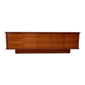 Enfilade by Robert DEBIEVE in mahogany veneer and brass, France 1950.