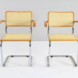Set of Two Mid-Century Modern Marcel Breuer B64 Blonde Cesca Chairs, Italy, 70s
